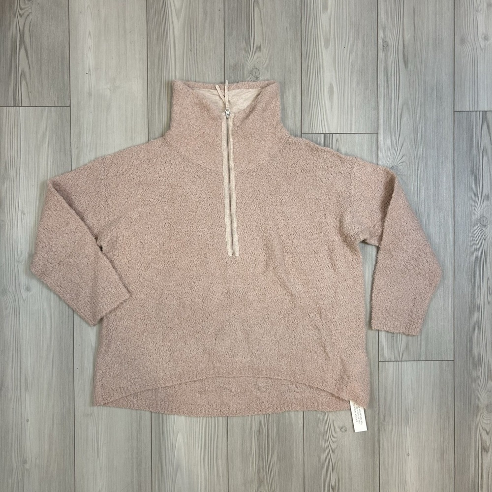 NWT Wrap London Size US 16/18 Alpaca 1/4 Zip Pullover Sweater Blush Pink